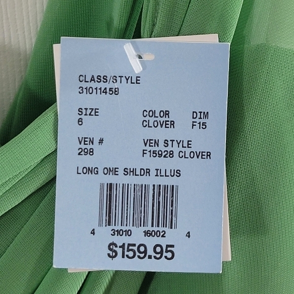 David's bridal long mesh dress w/ one shoulder Clover size 6 style F15928 NWT - Picture 7 of 11